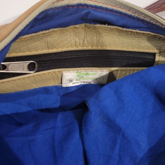 Vintage Boho Patchwork Genuine Leather Crossbody Shoulder Bag Made in Mexico - Picture 10 of 14